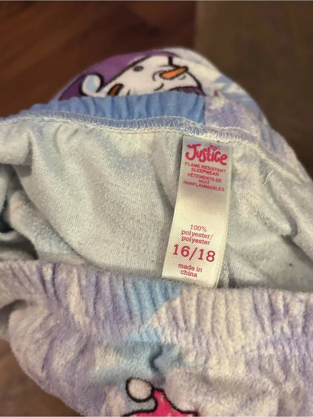 Justice Purple Snowman Print Pajama Bottoms